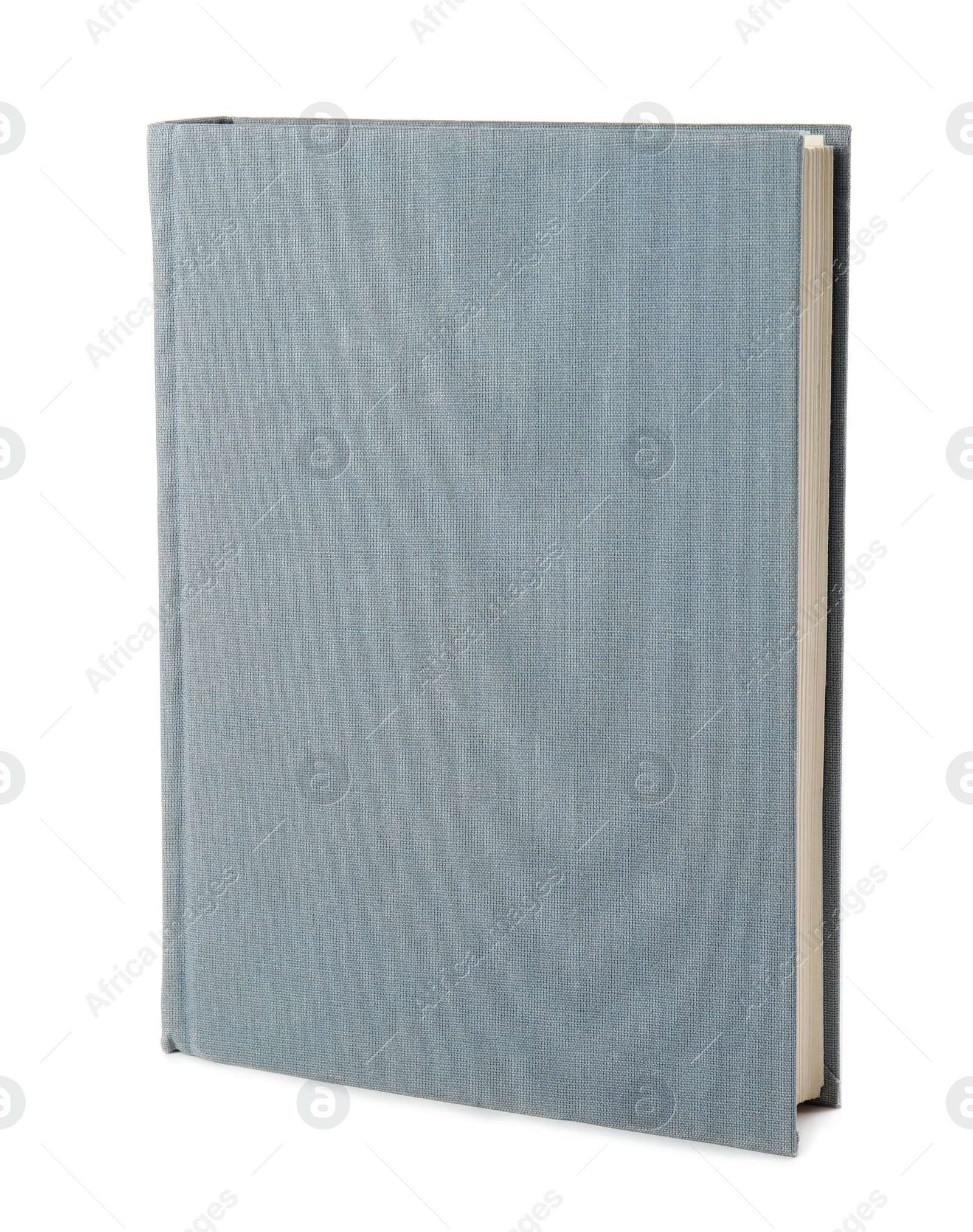 Photo of Book with blank grey cover on white background