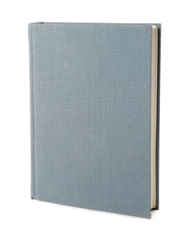 Book with blank grey cover on white background