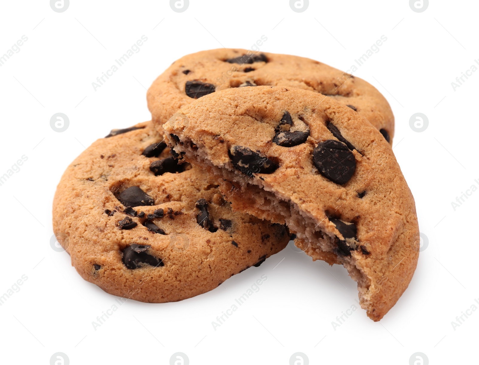 Photo of Delicious chocolate chip cookies isolated on white