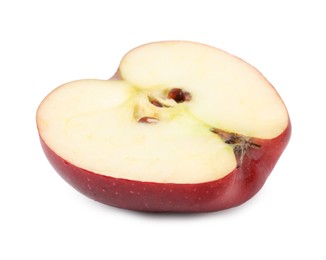 Photo of Half of ripe red apple on white background