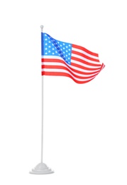 Photo of American flag on white background. National symbol