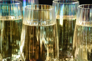 Photo of Closeup view of glasses with sparkling wine