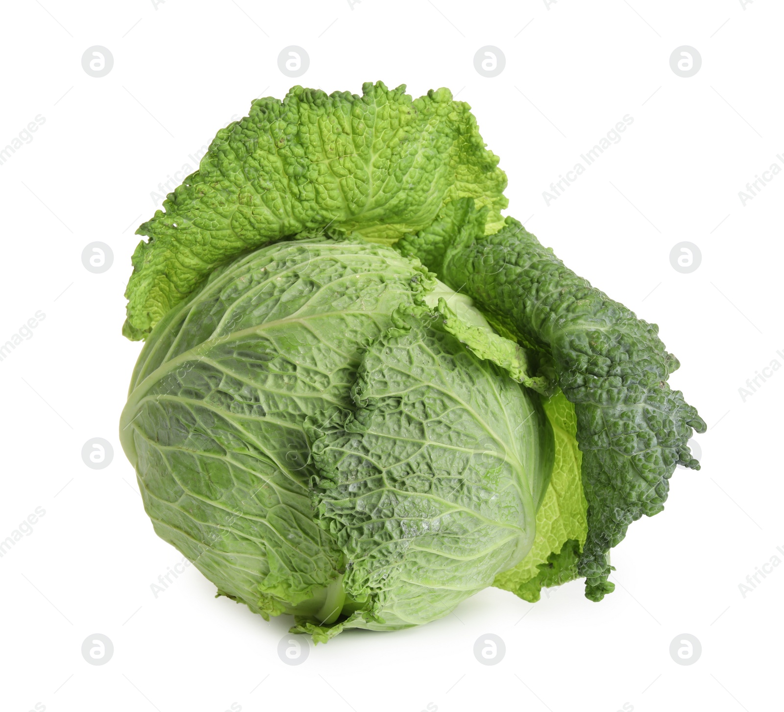 Photo of Fresh ripe savoy cabbage isolated on white