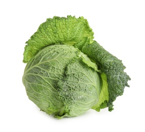 Fresh ripe savoy cabbage isolated on white