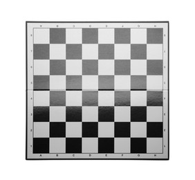 Photo of Empty checkerboard isolated on white, top view