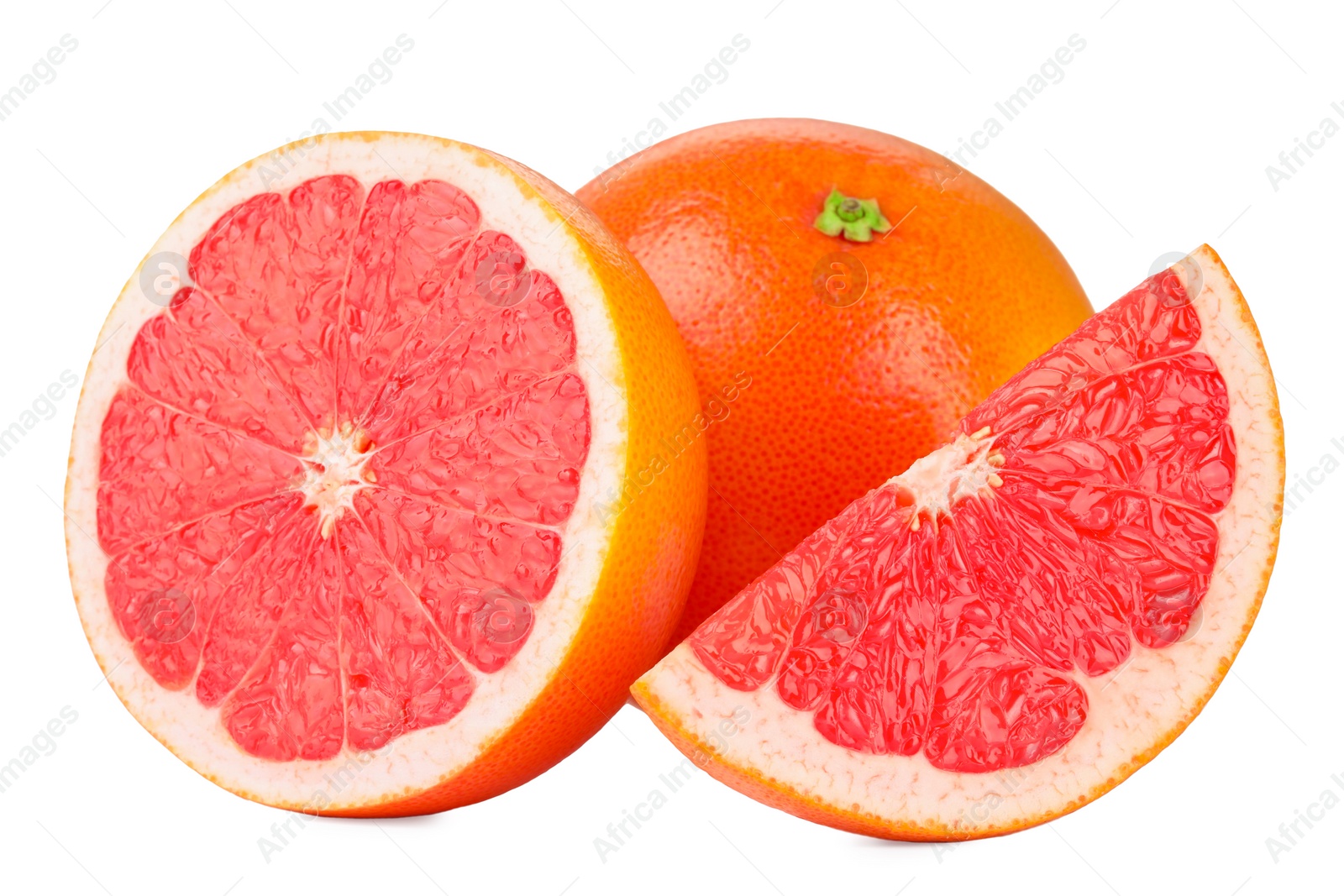 Photo of Fresh ripe grapefruits isolated on white. Citrus fruit