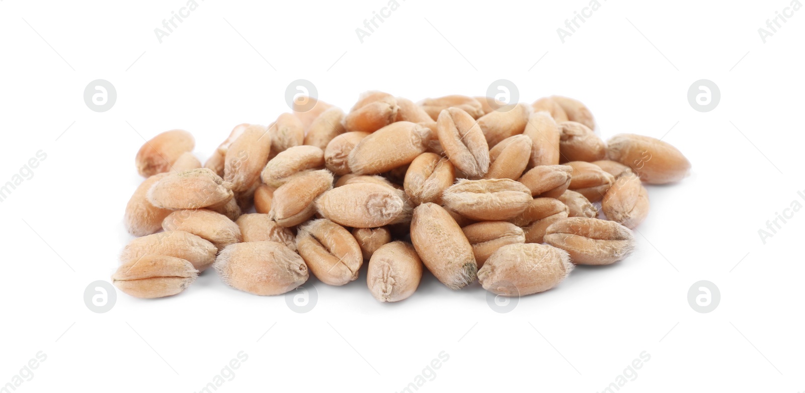 Photo of Pile of wheat grains isolated on white