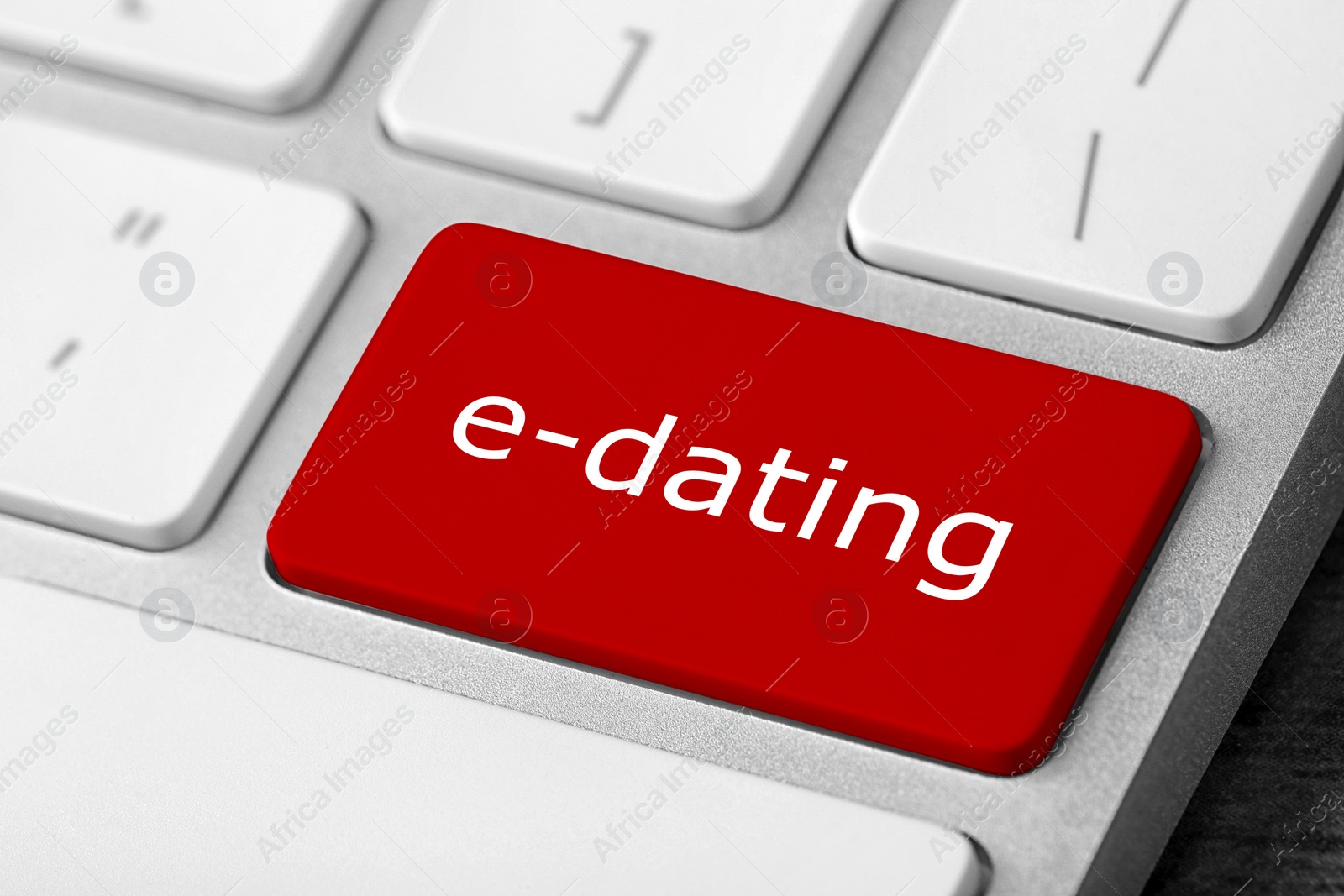 Image of Love button on laptop keyboard, closeup. Online dating site
