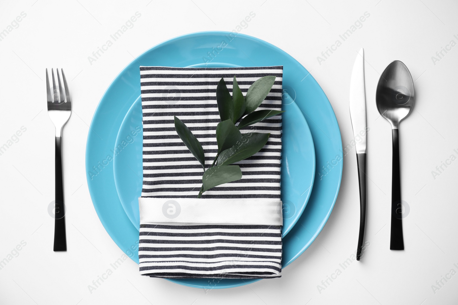 Photo of Stylish table setting on white background, top view