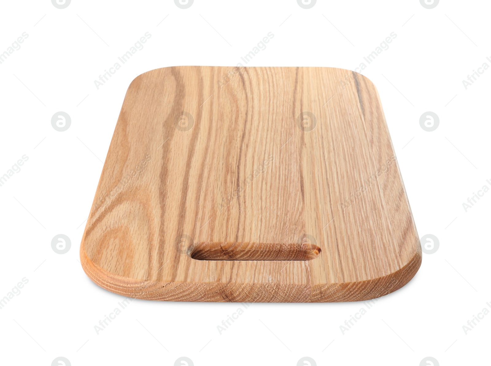 Photo of One wooden cutting board isolated on white