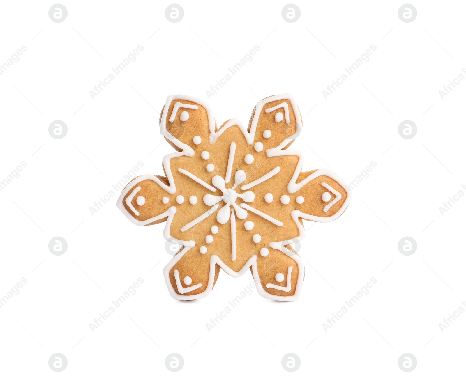 Photo of Tasty snowflake shaped Christmas cookie isolated on white