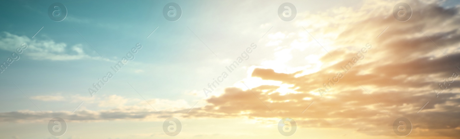 Image of Picturesque view of beautiful sky with clouds. Banner design