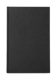 Photo of Closed book with black hard cover isolated on white