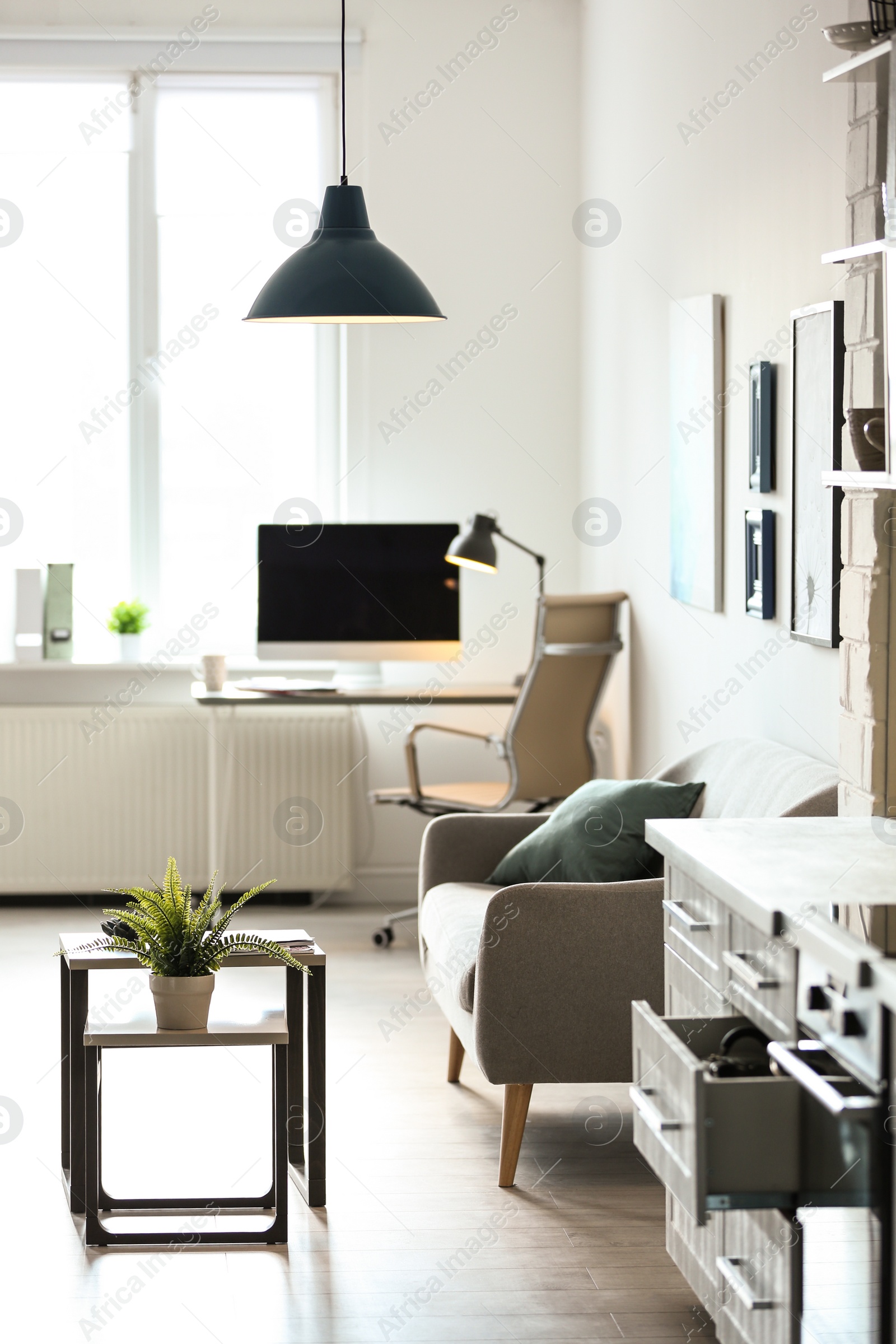 Photo of Modern room interior with lamps