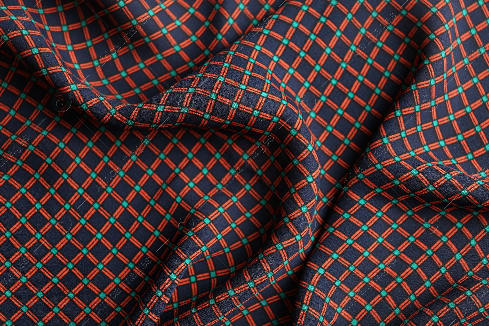 Photo of Texture of beautiful fabric with stylish pattern as background, closeup