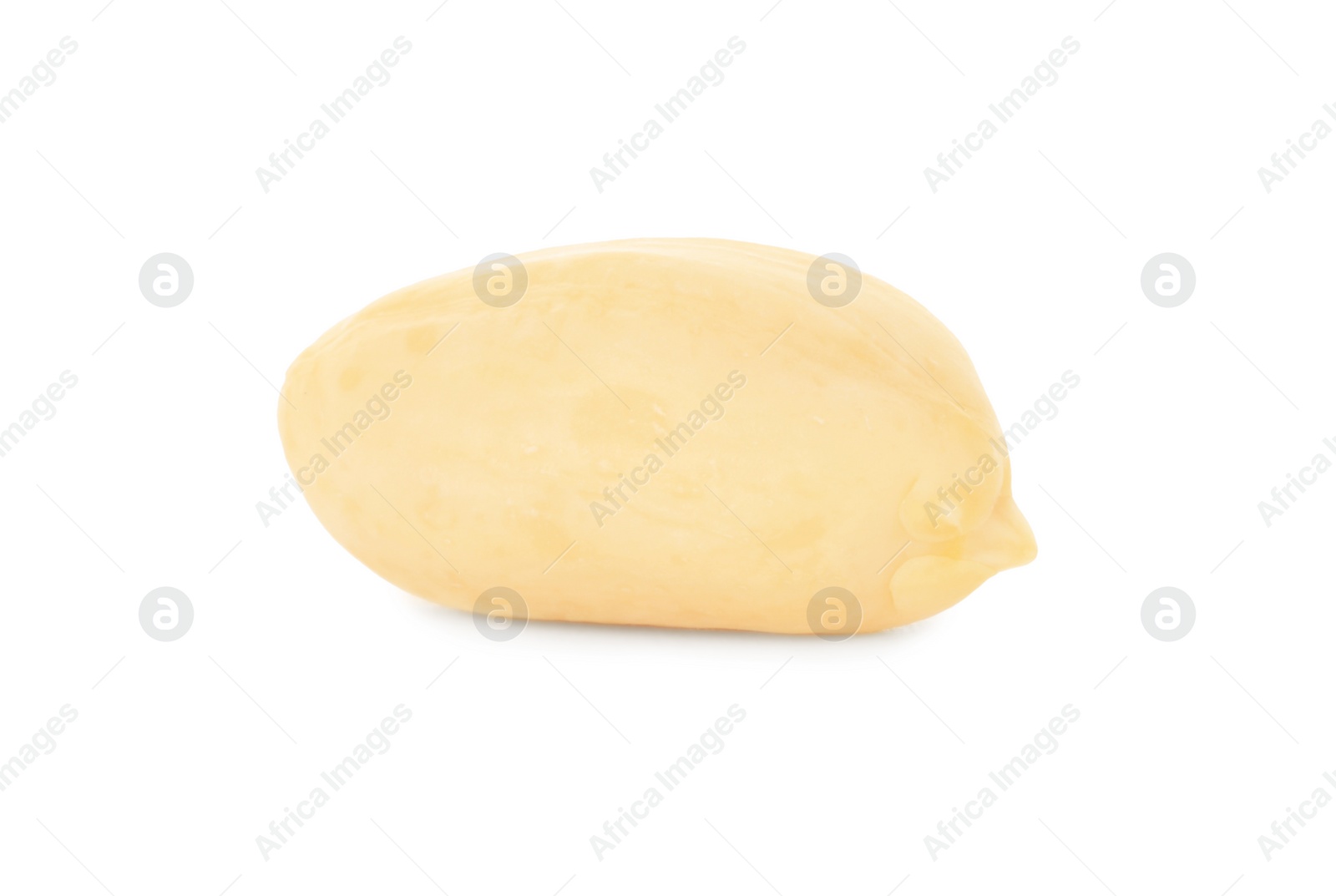 Photo of One fresh peeled peanut isolated on white