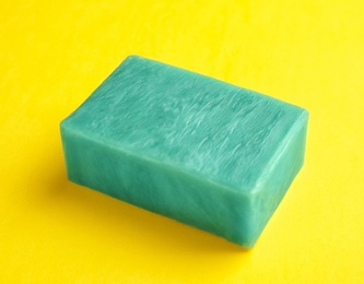 Soap bar on color background. Personal hygiene