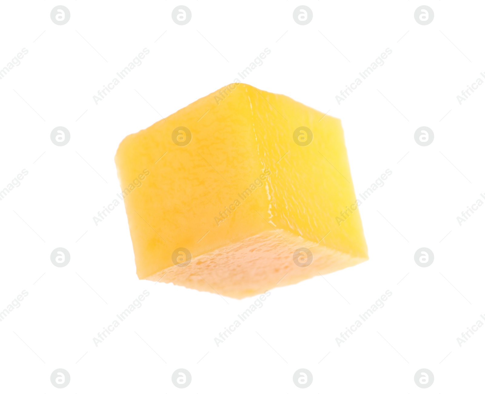 Photo of Fresh juicy mango cube on white background