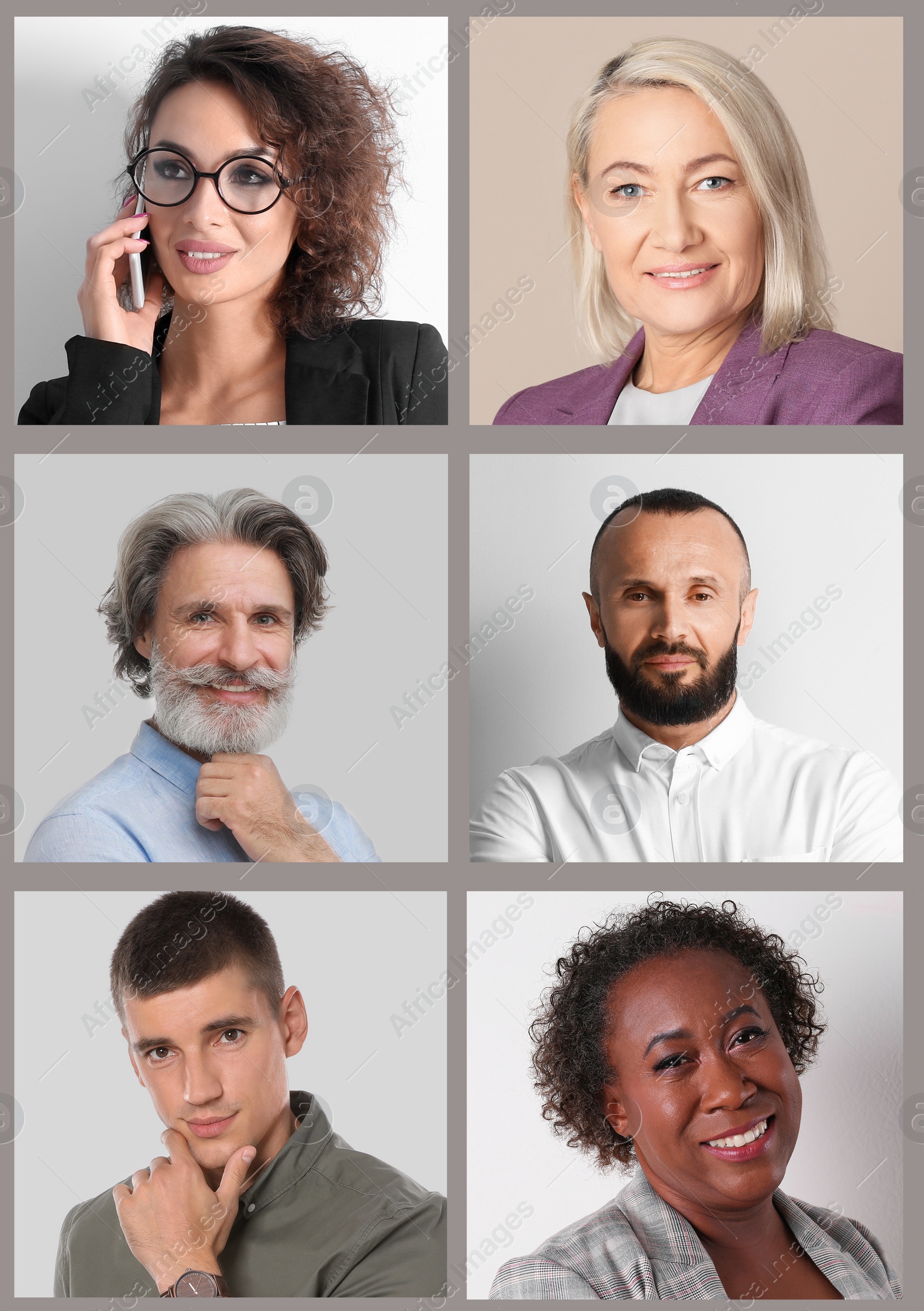 Image of Collage with portraits of different business people 