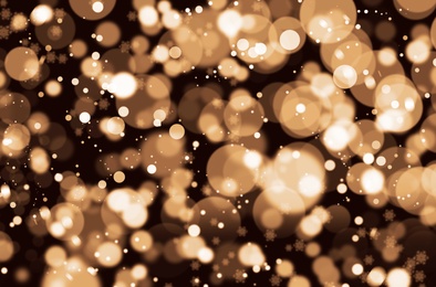 Image of Blurred view of beautiful Christmas lights, bokeh effect