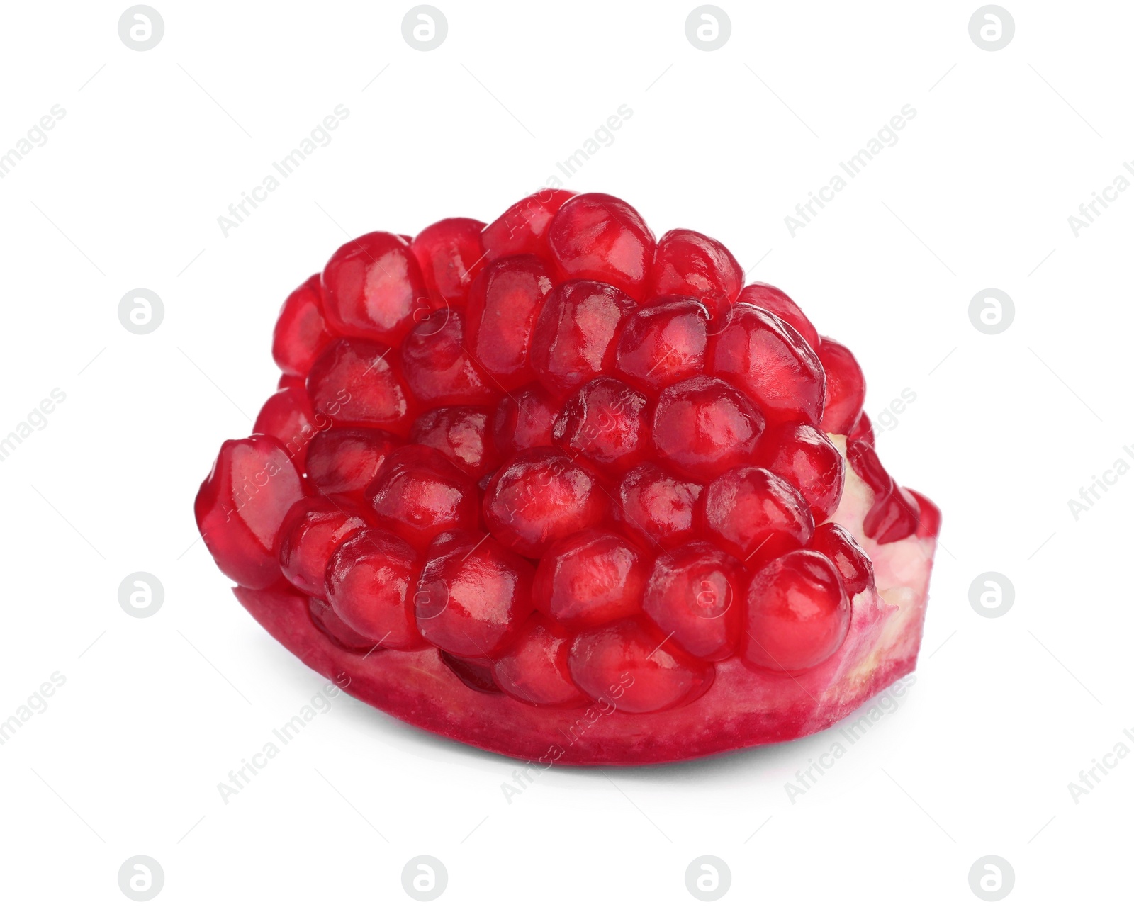 Photo of Piece of ripe juicy pomegranate isolated on white