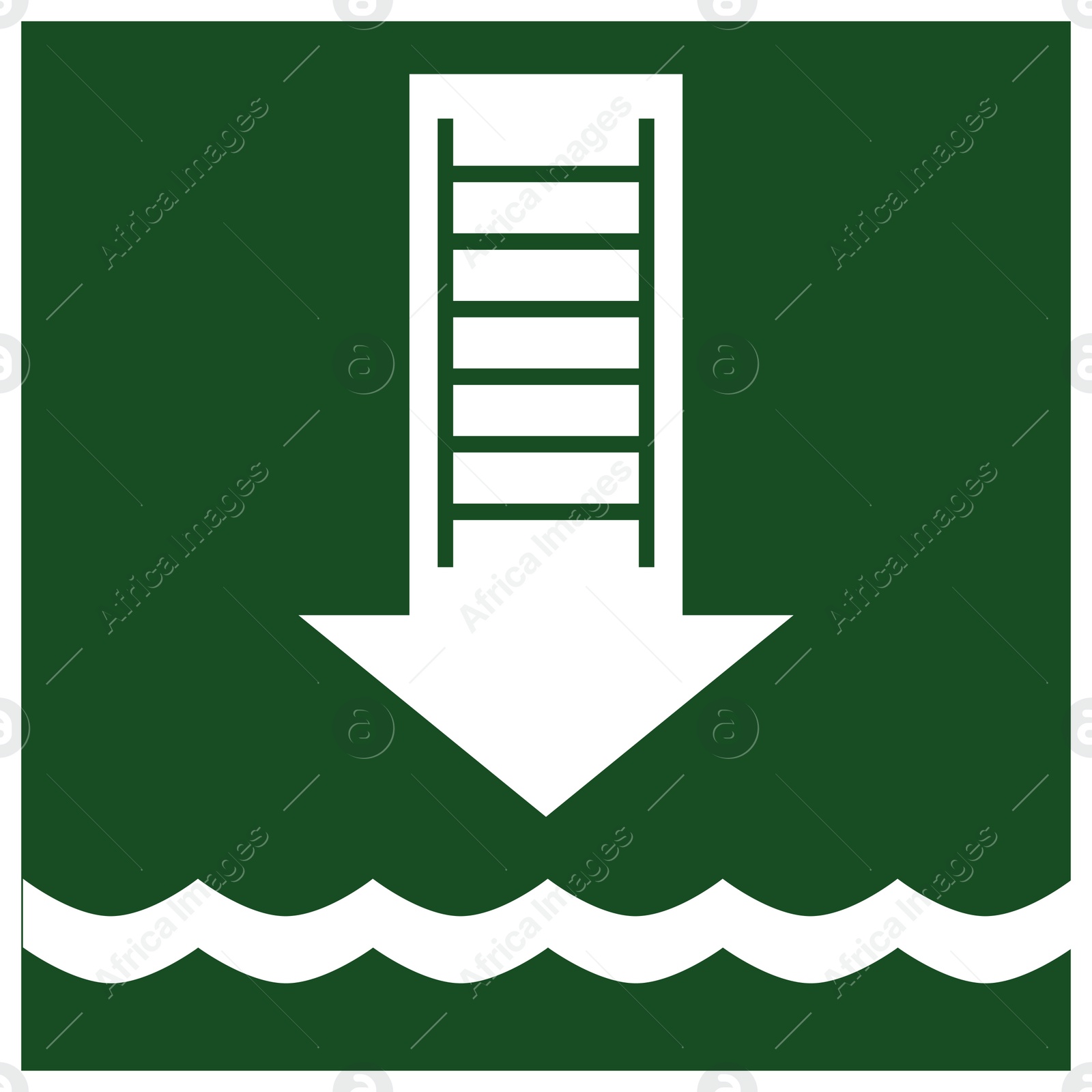 Image of International Maritime Organization (IMO) sign, illustration. Embarkation ladder