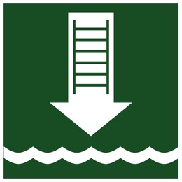 International Maritime Organization (IMO) sign, illustration. Embarkation ladder