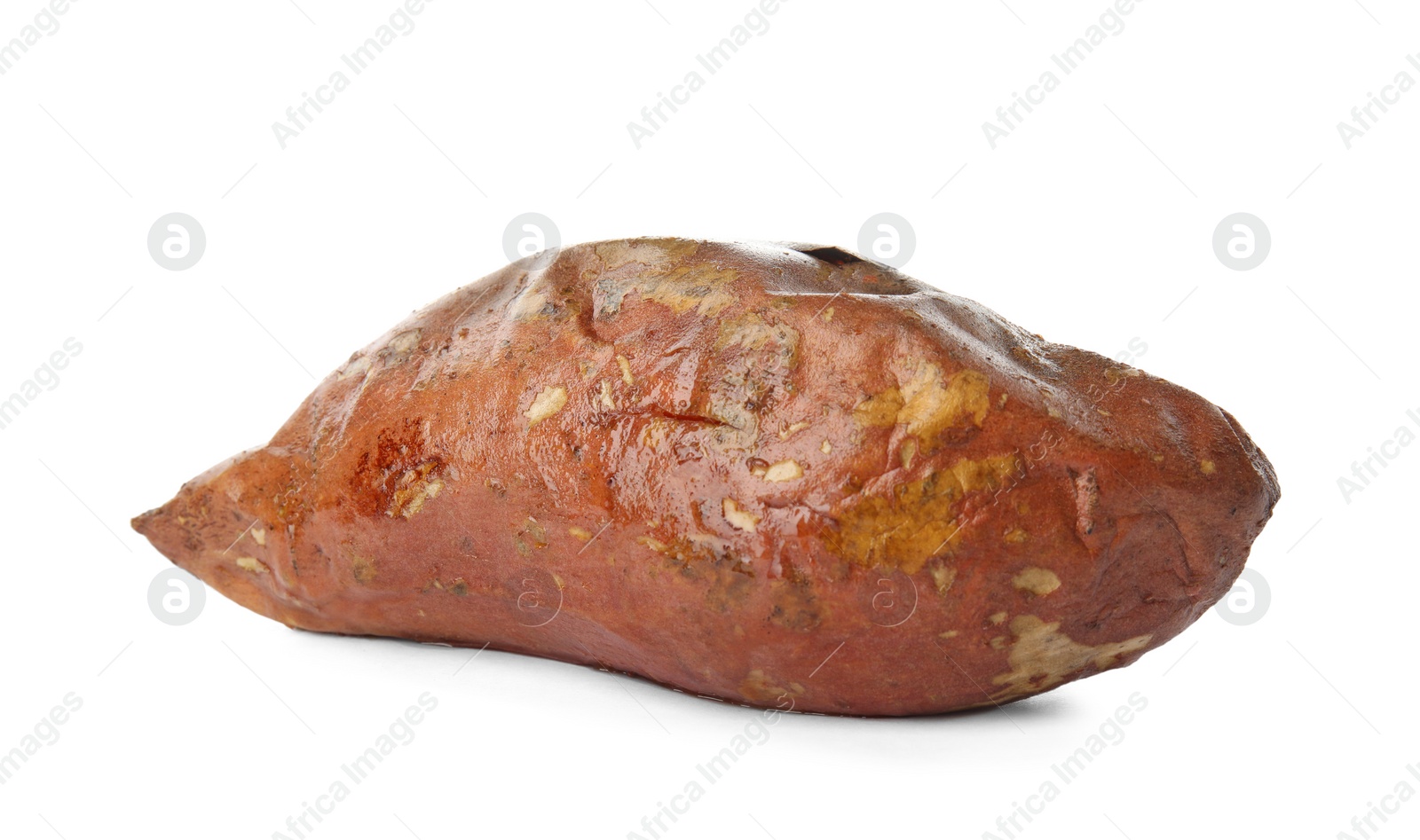 Photo of Delicious baked sweet potato on white background