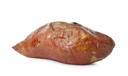 Delicious baked sweet potato on white background