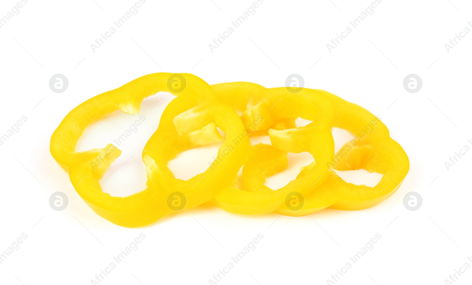 Photo of Rings of yellow bell pepper isolated on white