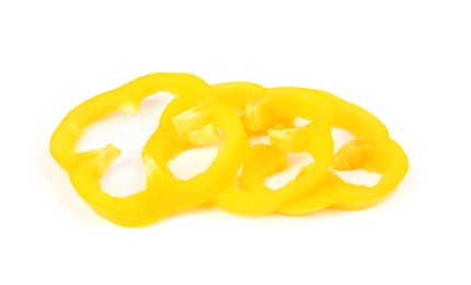 Rings of yellow bell pepper isolated on white