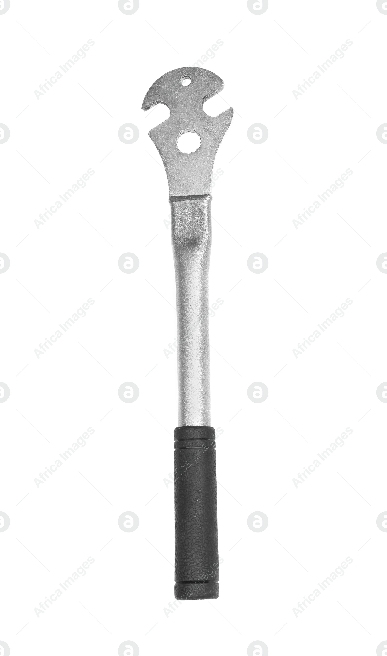 Photo of Tool for bicycle repair on white background, top view