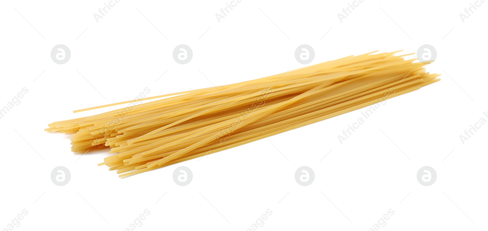 Photo of Uncooked pasta on white background