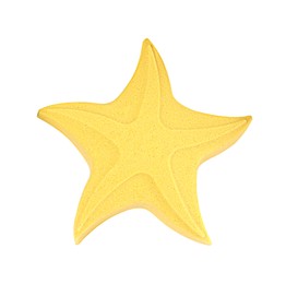 Photo of Star made of kinetic sand on white background, top view