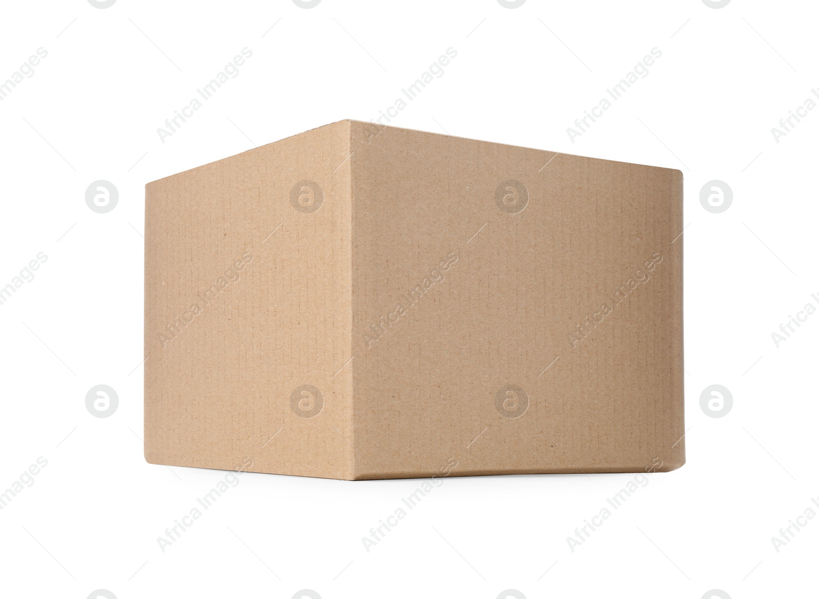 Photo of One closed cardboard box on white background