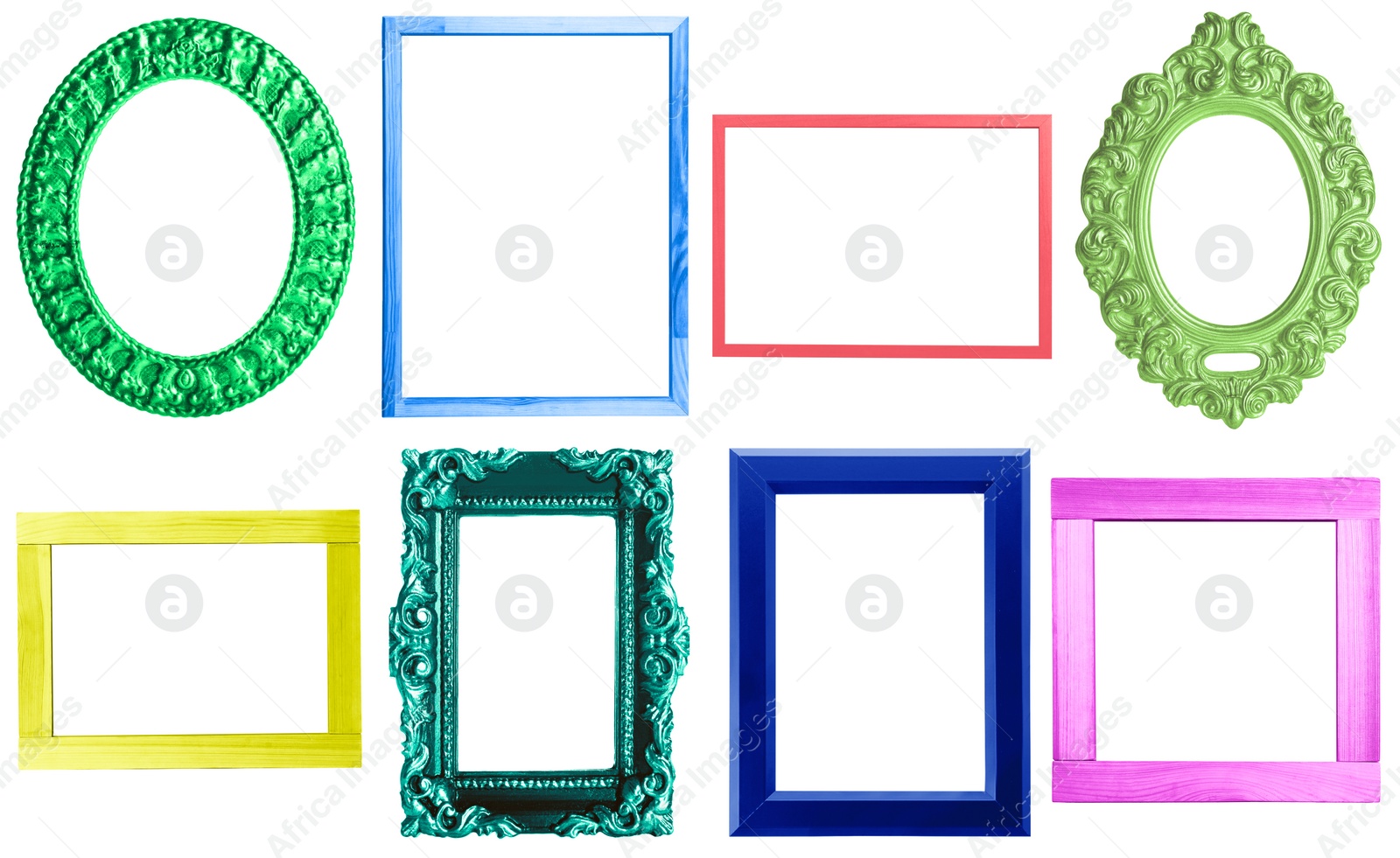 Image of Collage with bright frames on white background