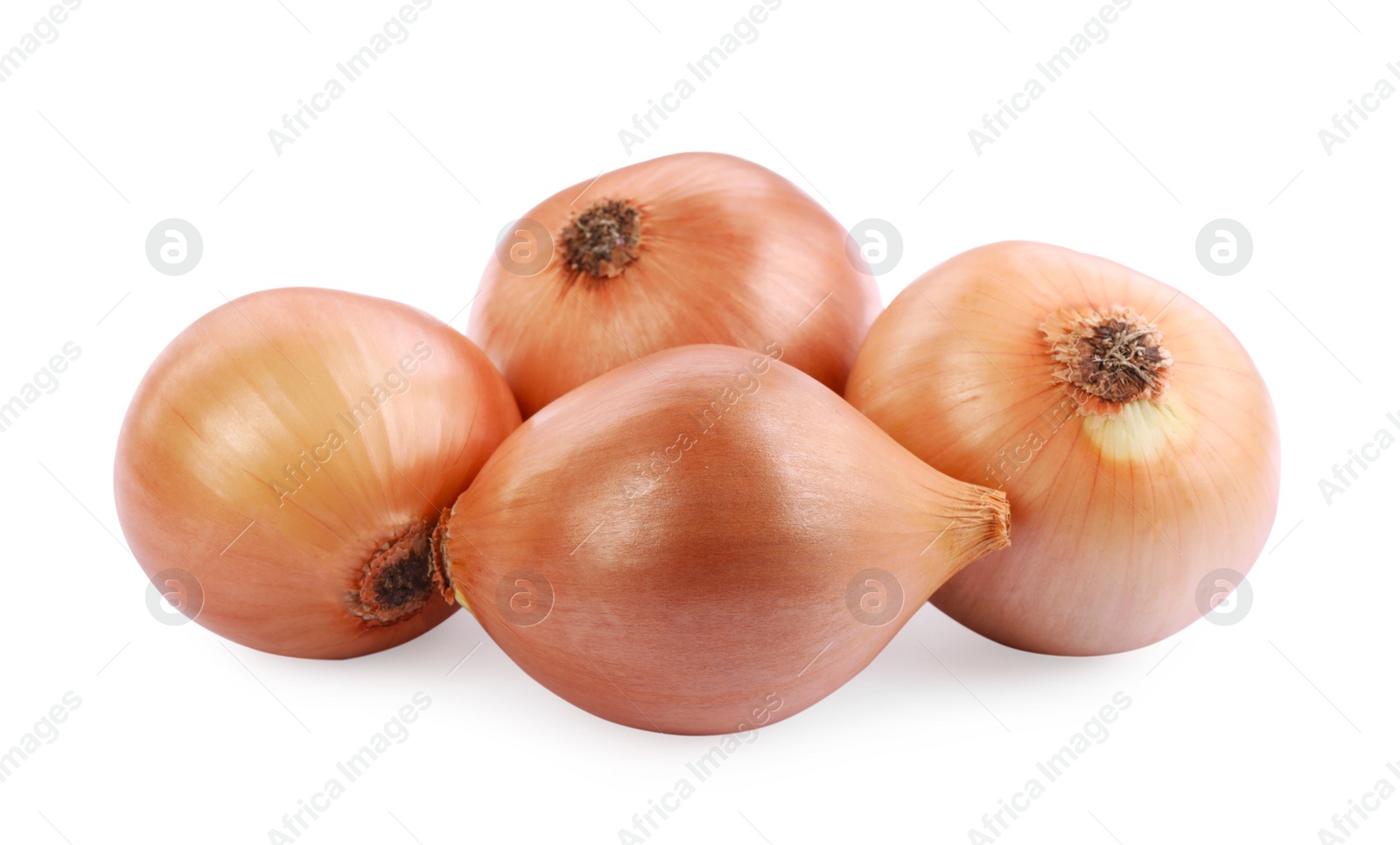 Photo of Yellow tasty fresh onions isolated on white