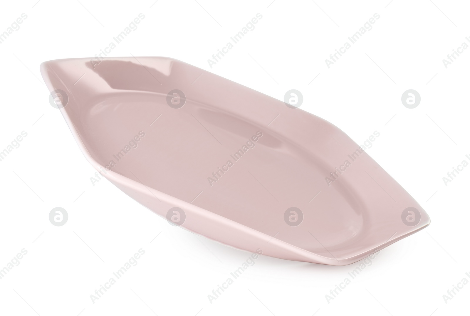 Photo of One beautiful pink plate isolated on white