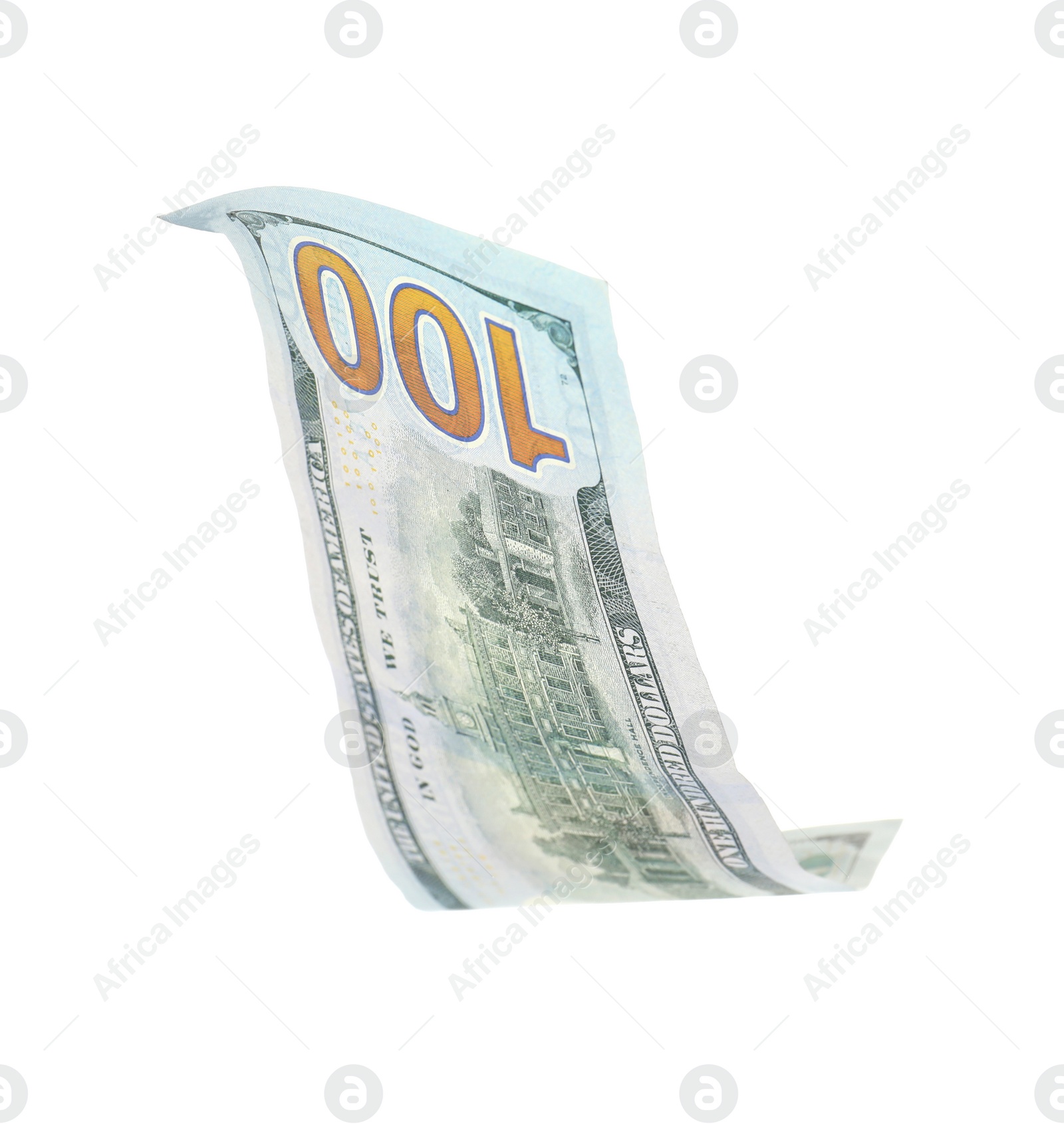 Photo of One dollar banknote on white background. National American currency