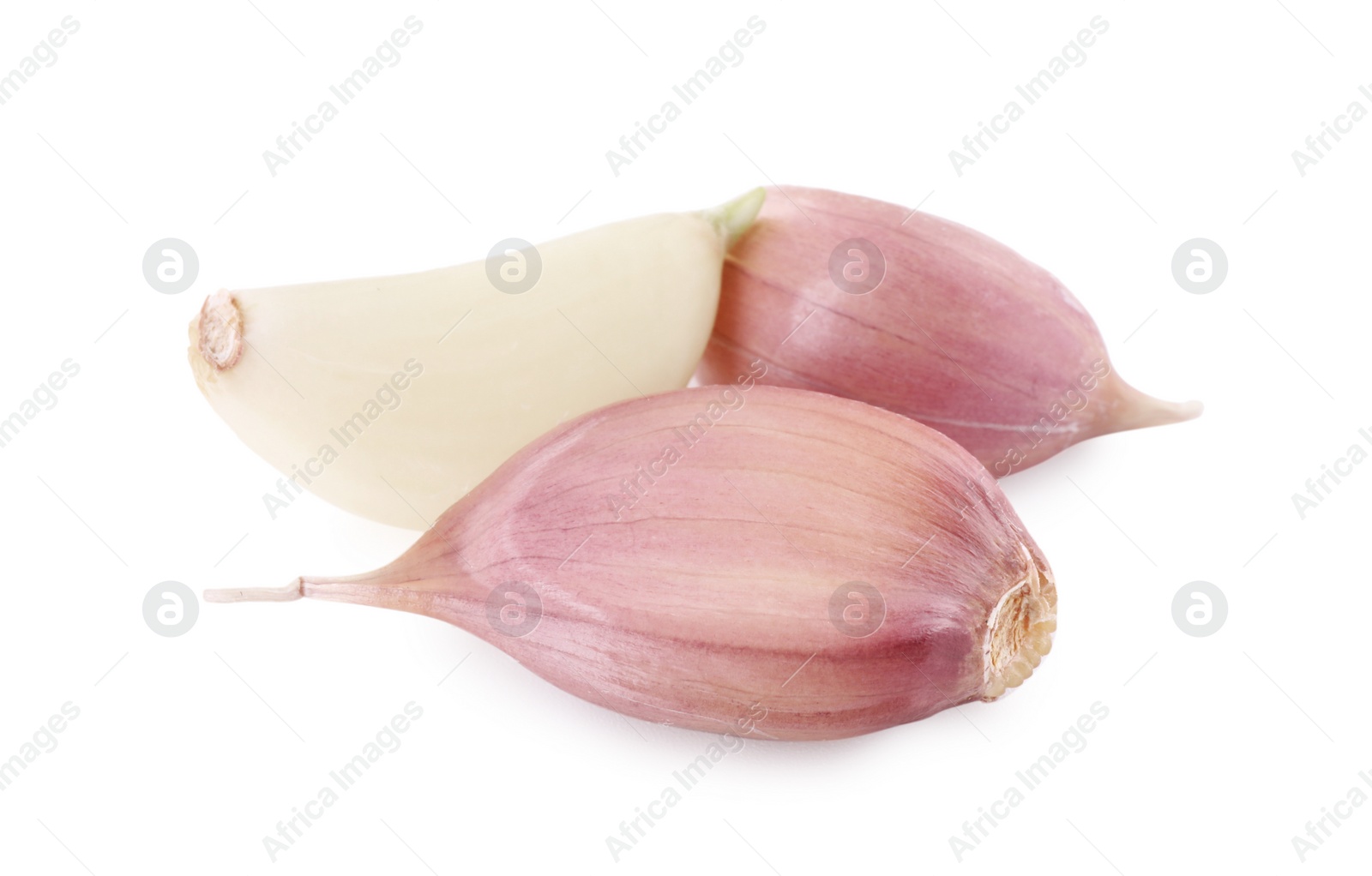 Photo of Cloves of fresh garlic isolated on white