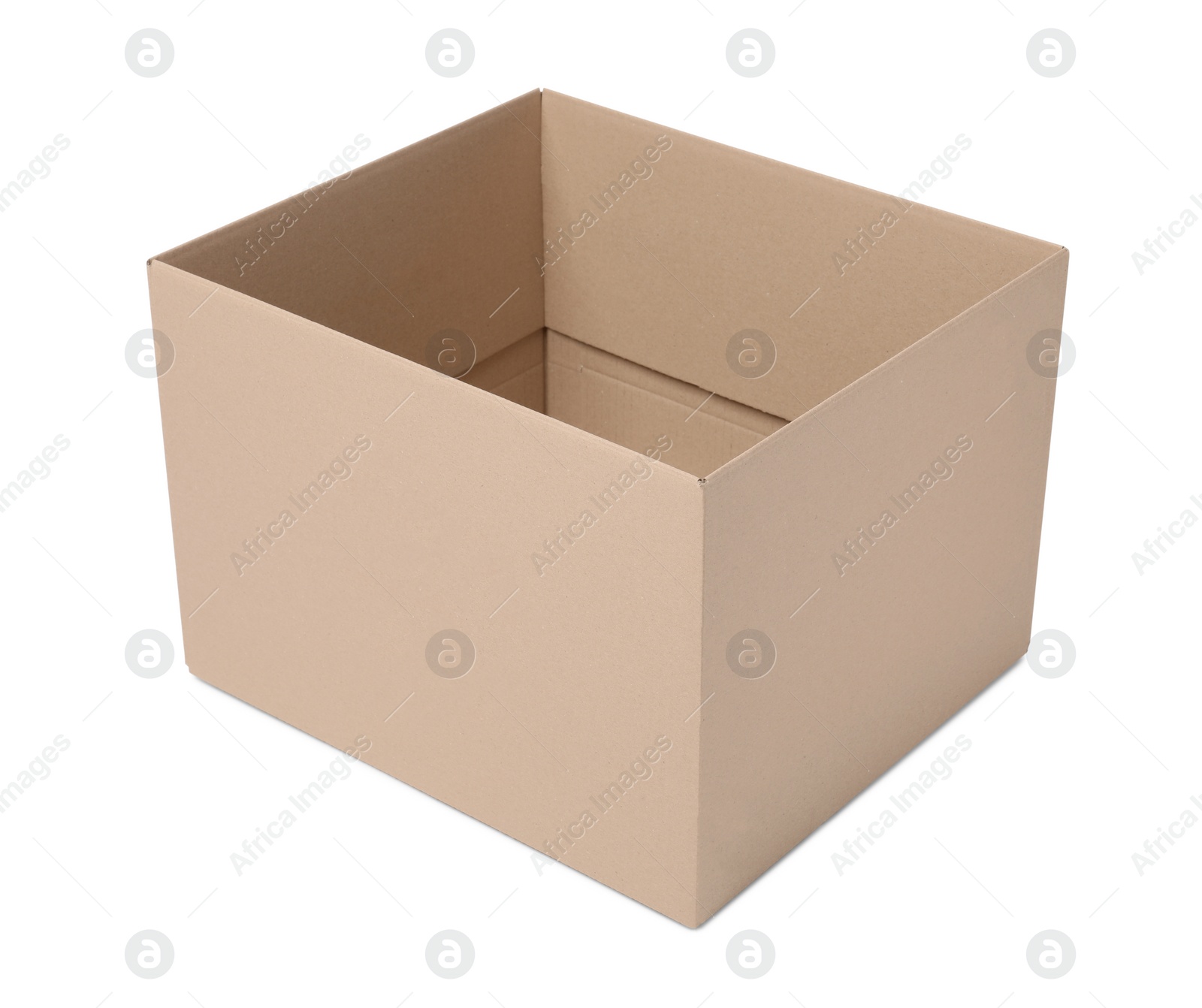 Photo of One open cardboard box isolated on white