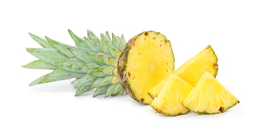 Photo of Slices of fresh pineapple isolated on white