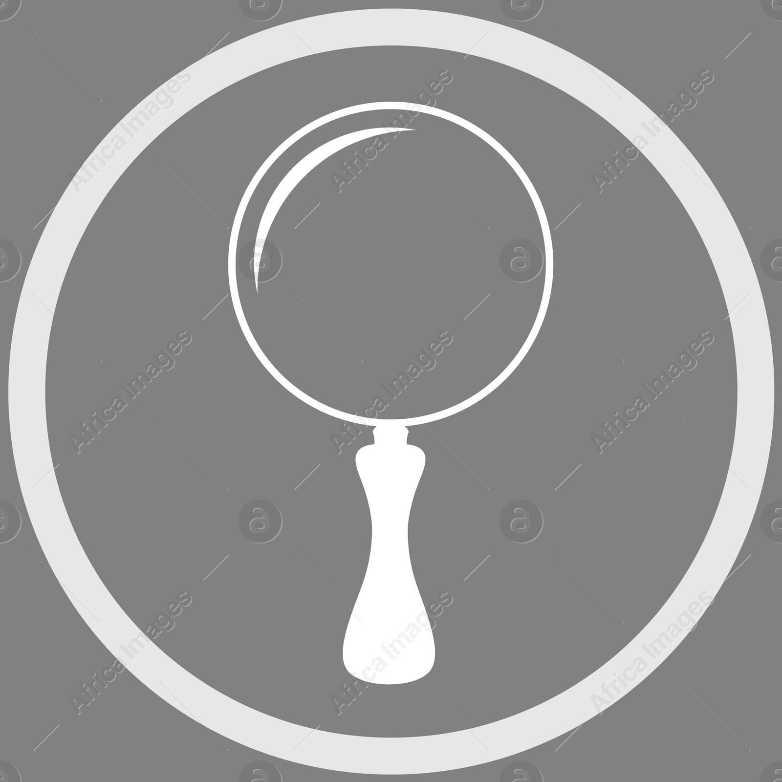 Image of Magnifying glass in frame, illustration on grey background