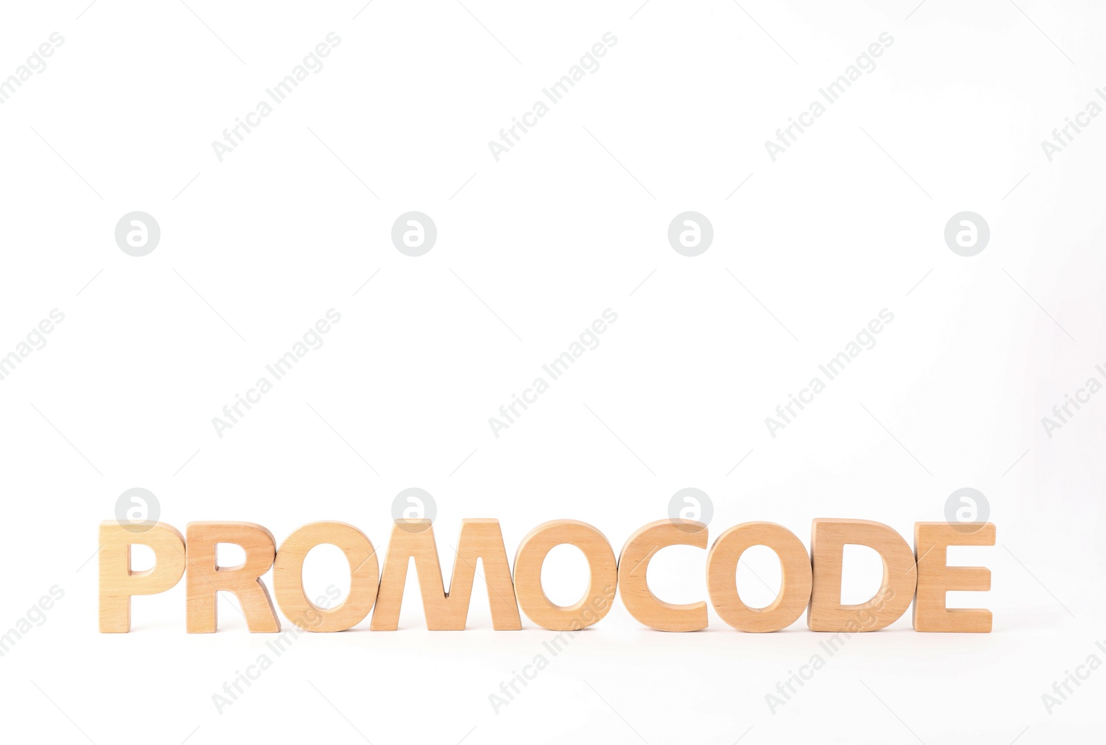 Photo of Words Promo Code made of wooden letters on white background