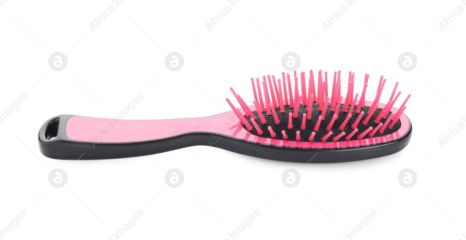 Photo of New modern hair brush isolated on white