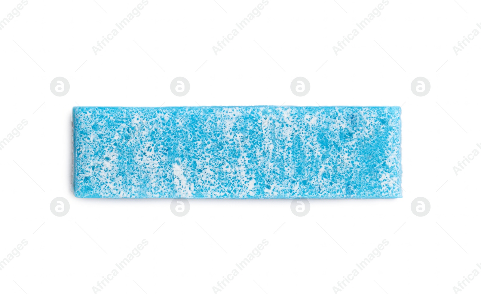 Photo of Stick of tasty bubble gum isolated on white, top view