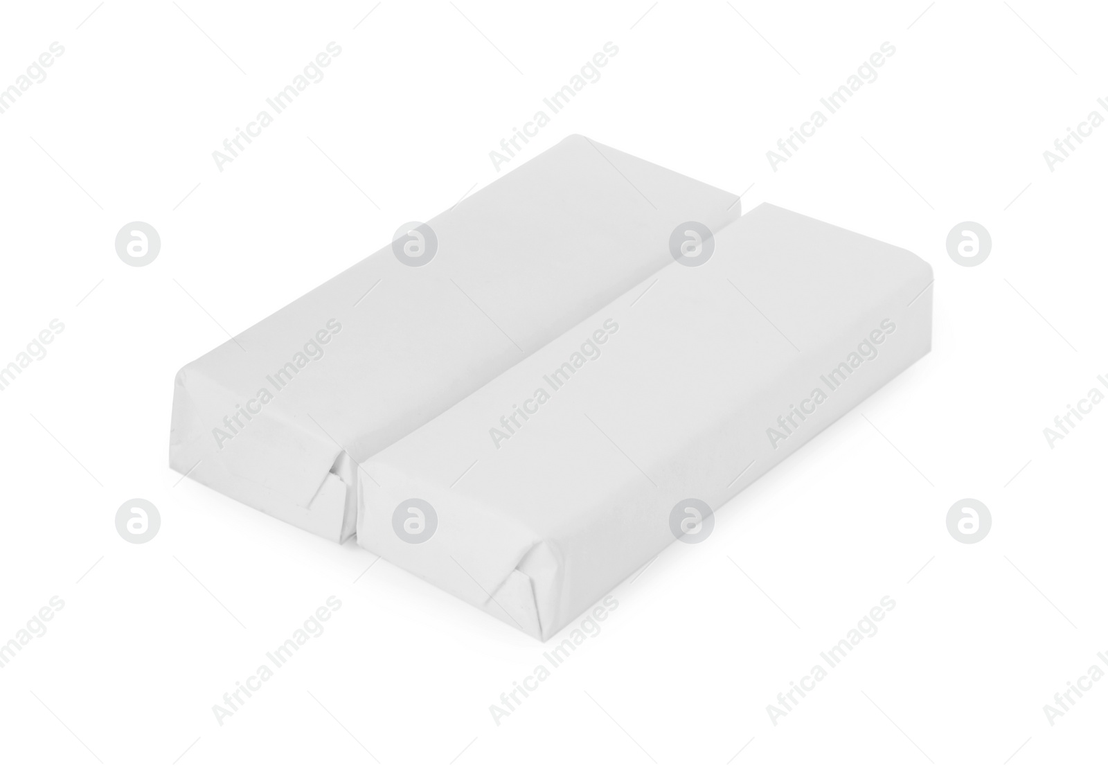 Photo of Packs of chewing gums on white background