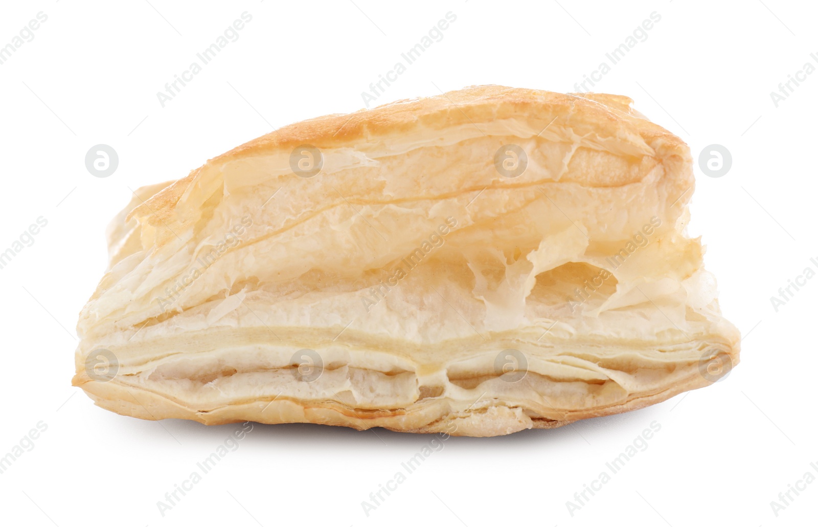 Photo of Puff pastry. One delicious fresh bun isolated on white