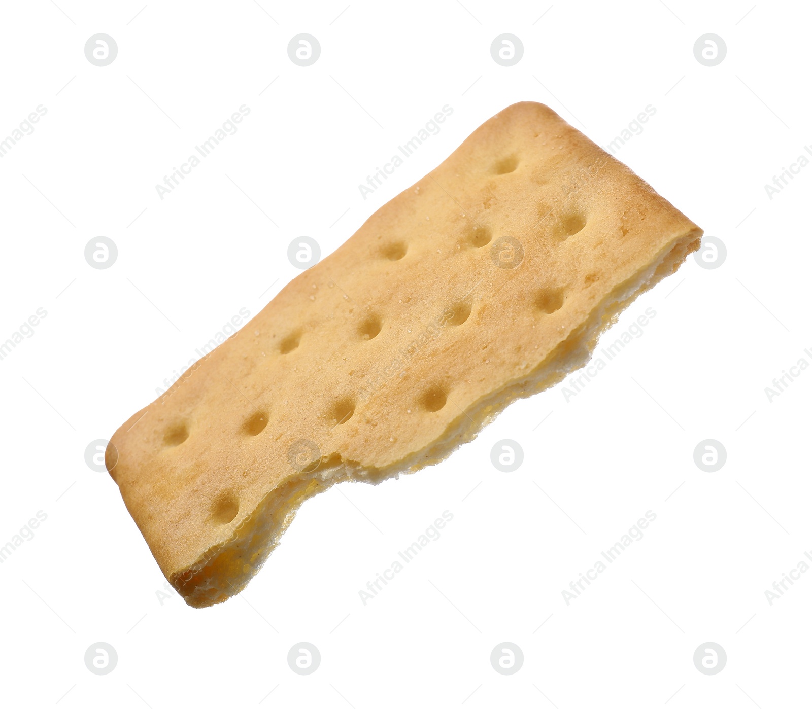 Photo of Piece of tasty cracker isolated on white