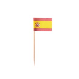 Small paper flag of Spain isolated on white